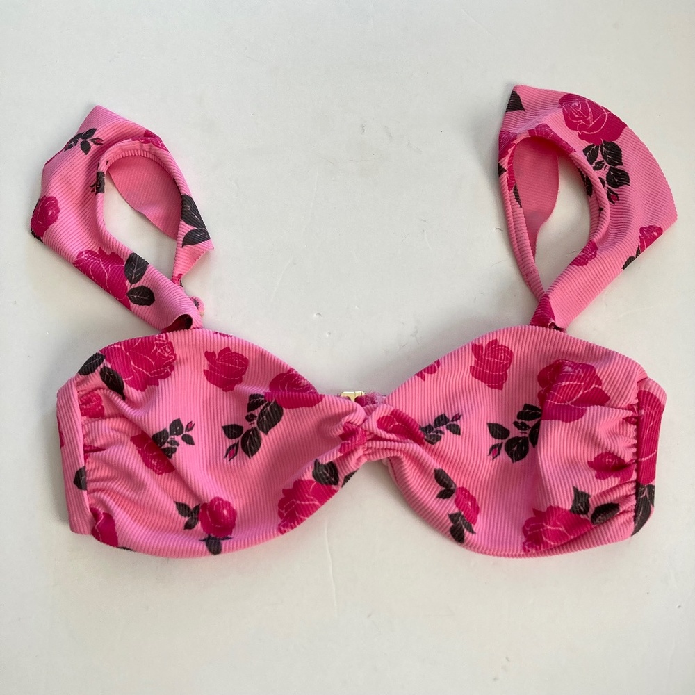 NWOT Anthropologie Beach Riot Pink Poppy Bikini Top Sz M